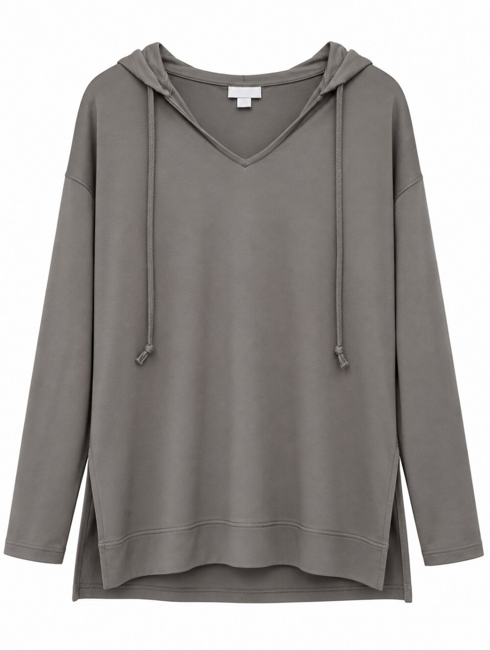 LuLaRoe Lightweight Solid Gray Eliza V-neck Pullover Hoodie Size Large